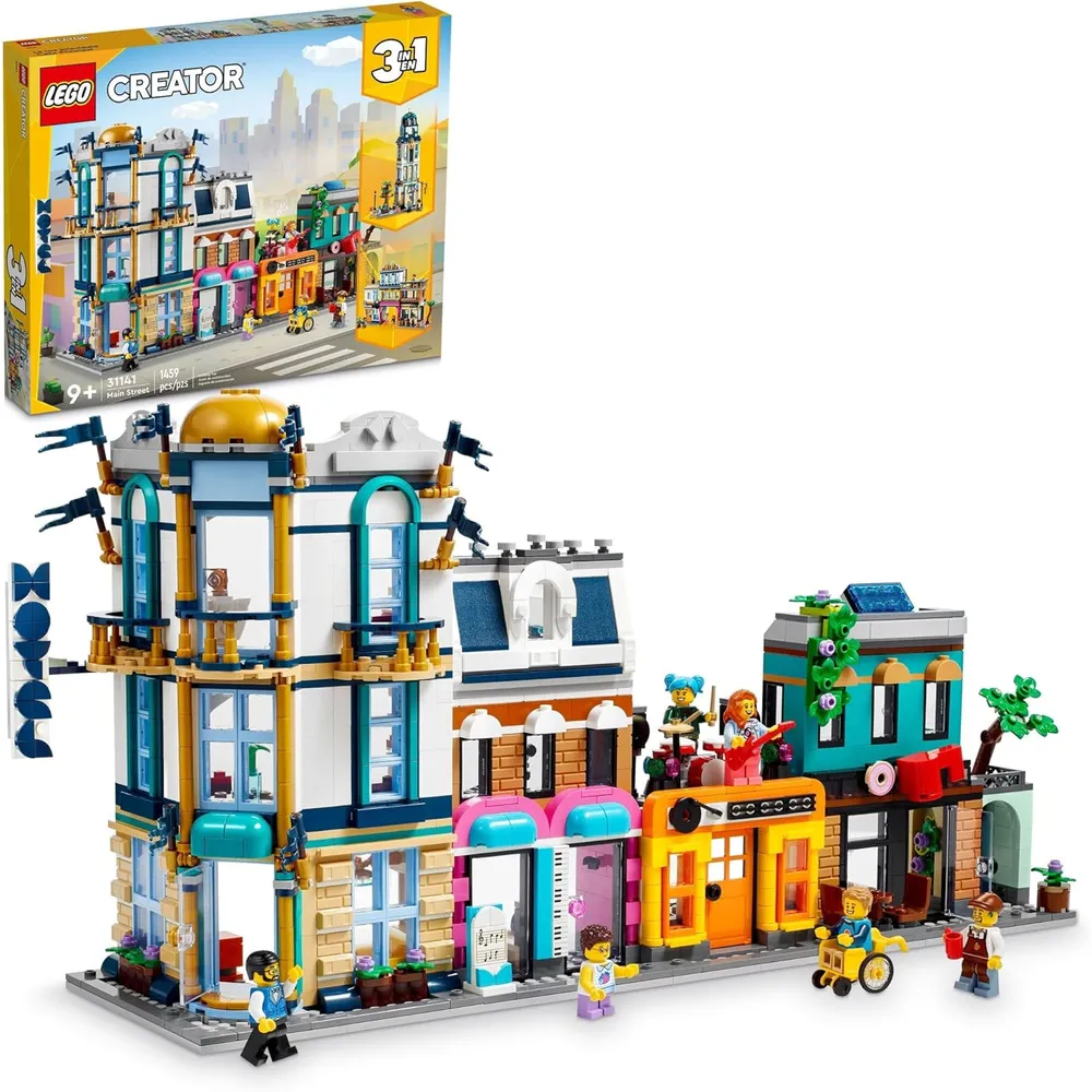 Lego Creator Main Street set de construcción 3 en 1 con hotel, cafetería y tienda