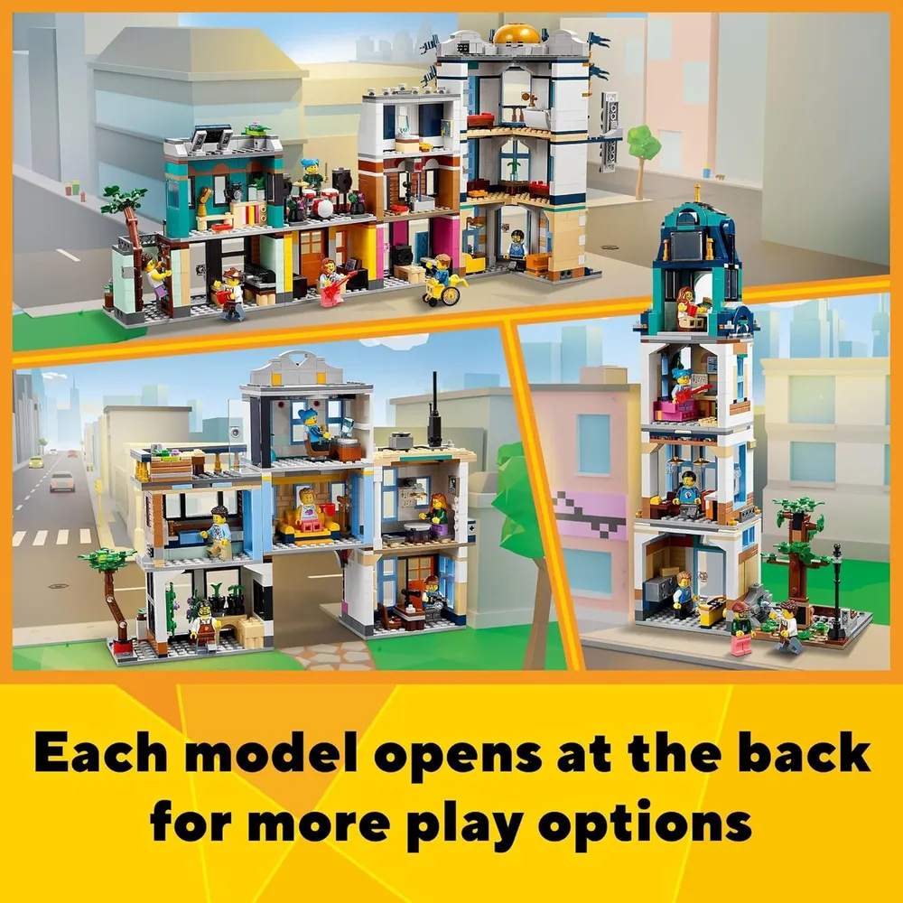 Lego Creator Main Street set de construcción 3 en 1 con hotel, cafetería y tienda
