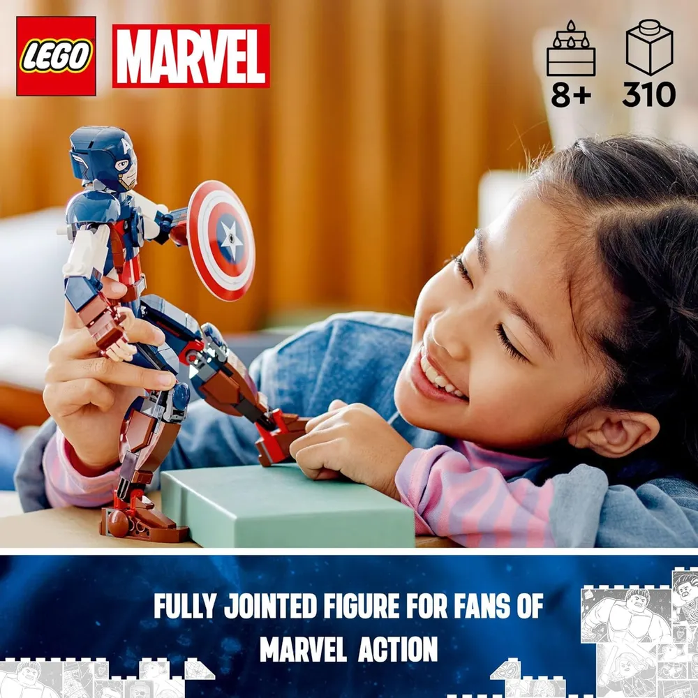 Lego Marvel Capitán América figura de acción articulada con escudo acoplable