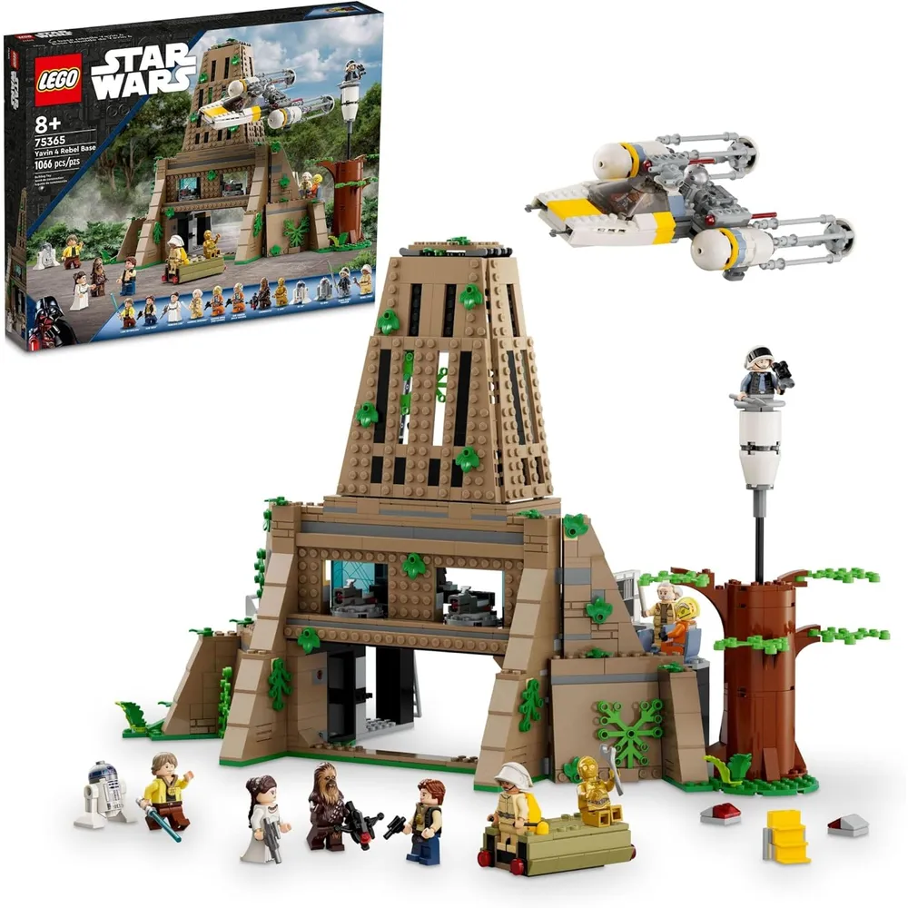 Lego Star Wars Base Rebelde de Yavin 4 set de juego con caza Ala-Y, sala de mando y 12 figuras