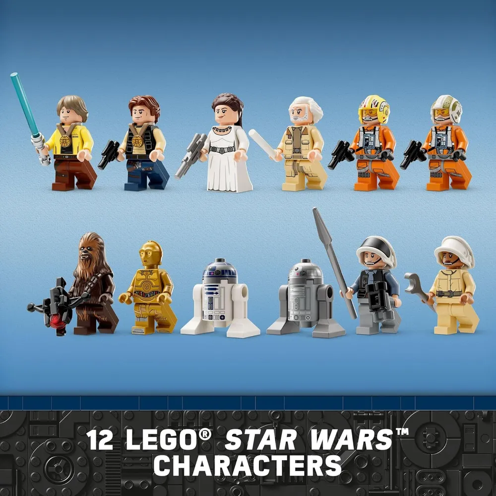 Lego Star Wars Base Rebelde de Yavin 4 set de juego con caza Ala-Y, sala de mando y 12 figuras