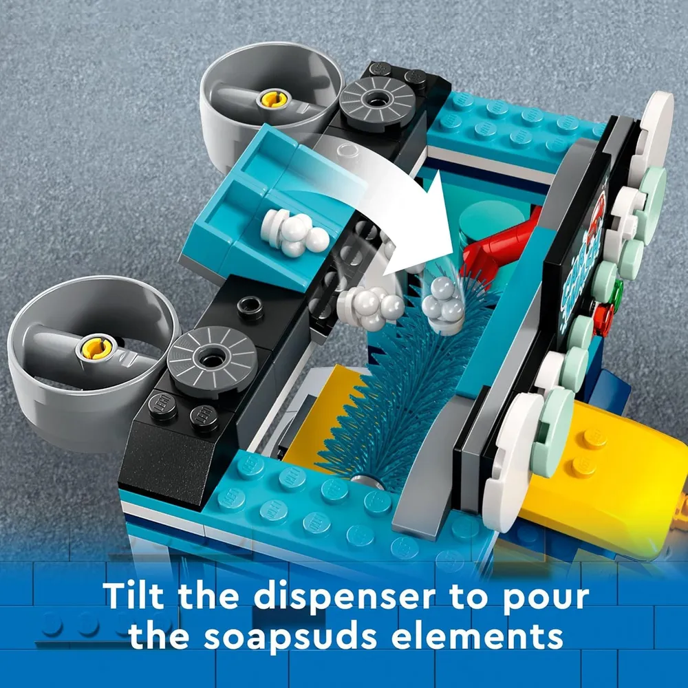 Lego City Lavado de coches set de construcción con cepillos giratorios, vehículo y 2 minifiguras
