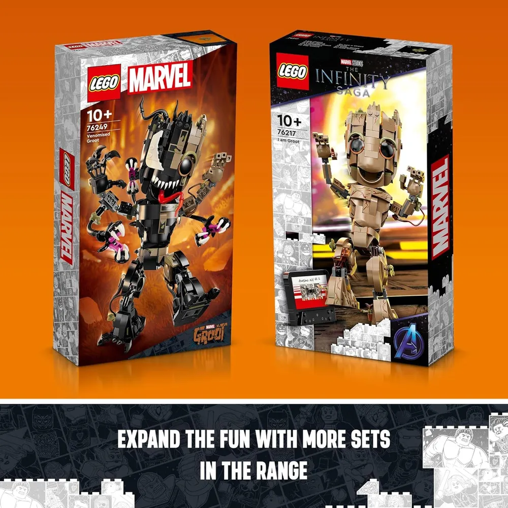Lego Marvel Groot Venomizado figura de acción transformable para fans de Guardianes