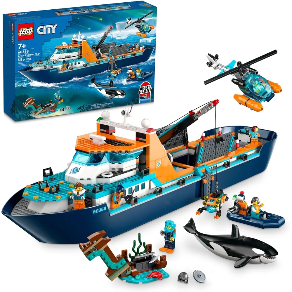 LEGO CITY BARCO EXPLORADOR ÁRTICO CON BOTE, HELICÓPTERO, SUBMARINO Y 7 MINIFIGURAS
