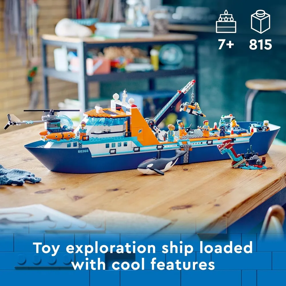 LEGO CITY BARCO EXPLORADOR ÁRTICO CON BOTE, HELICÓPTERO, SUBMARINO Y 7 MINIFIGURAS