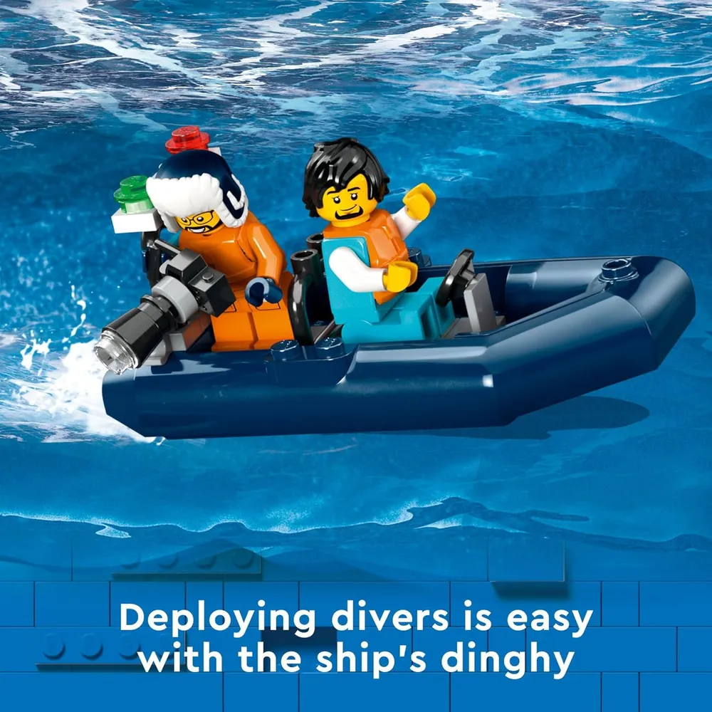LEGO CITY BARCO EXPLORADOR ÁRTICO CON BOTE, HELICÓPTERO, SUBMARINO Y 7 MINIFIGURAS