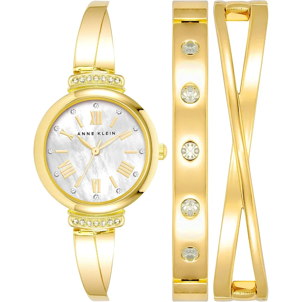 Anne Klein AK/2245 reloj mujer con cristales premium y set de pulseras | 26.5 mm - Oro