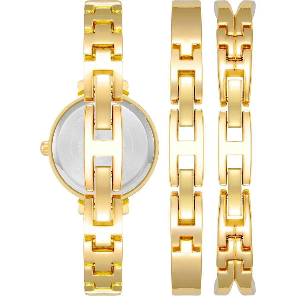 Anne Klein AK/2245 reloj mujer con cristales premium y set de pulseras | 26.5 mm - Oro