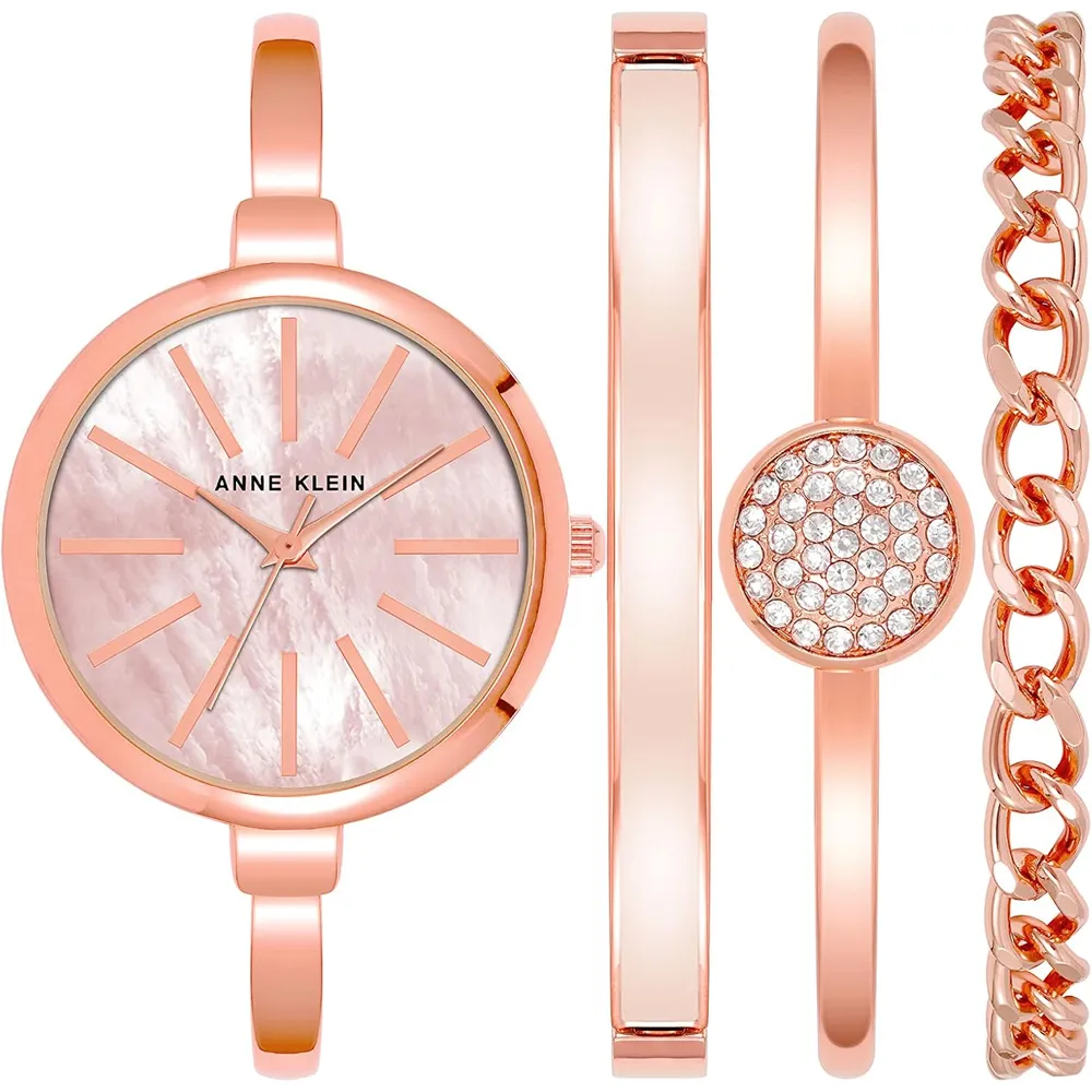 Anne Klein AK/1470GNST reloj femenino con set de pulseras | 32 mm - Blush Pink
