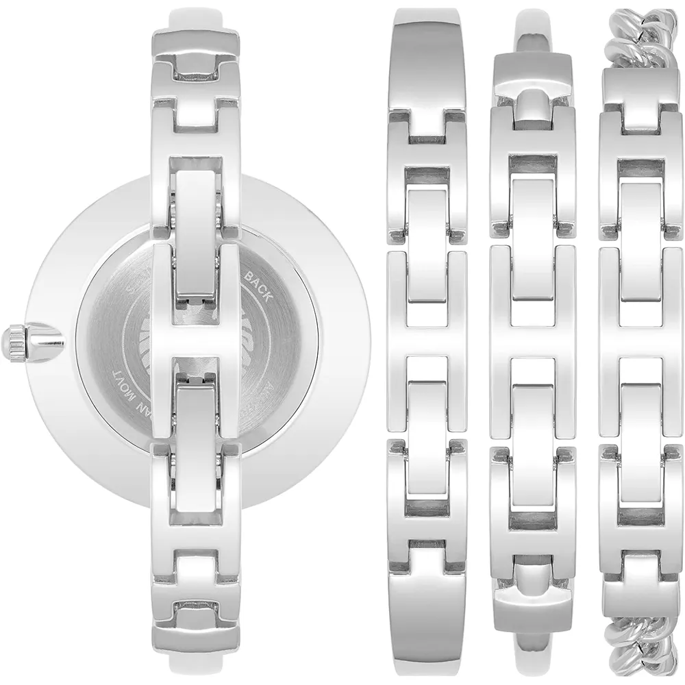 Anne Klein AK/1470GNST reloj femenino con set de pulseras | 32 mm - Plateado