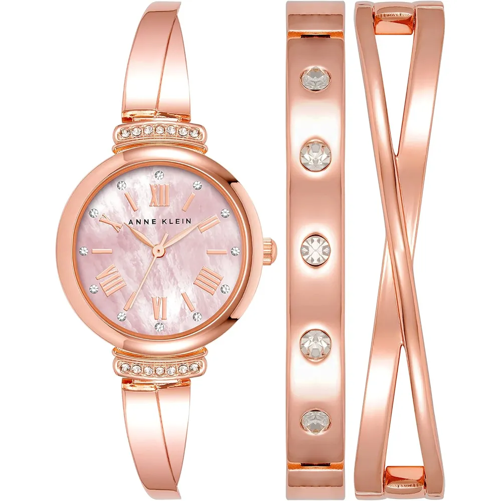Anne Klein AK/2245 reloj mujer con cristales premium y set de pulseras | 26.5 mm - Oro Rosa