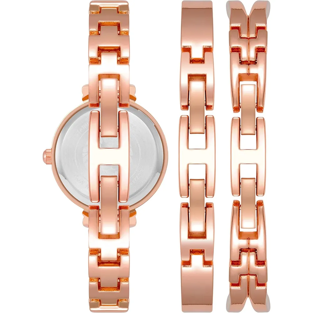 Anne Klein AK/2245 reloj mujer con cristales premium y set de pulseras | 26.5 mm - Oro Rosa