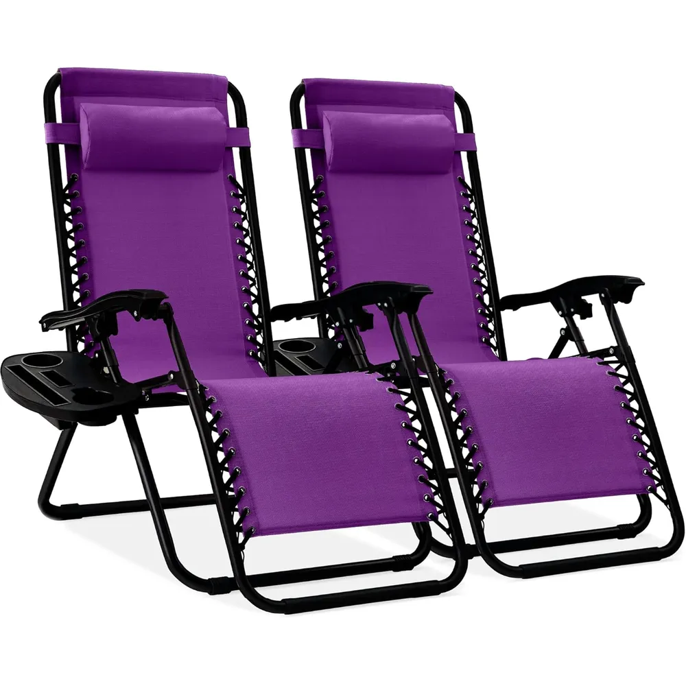 Juego de 2 sillones reclinables con portavasos Best Choice Products | Morado amatista