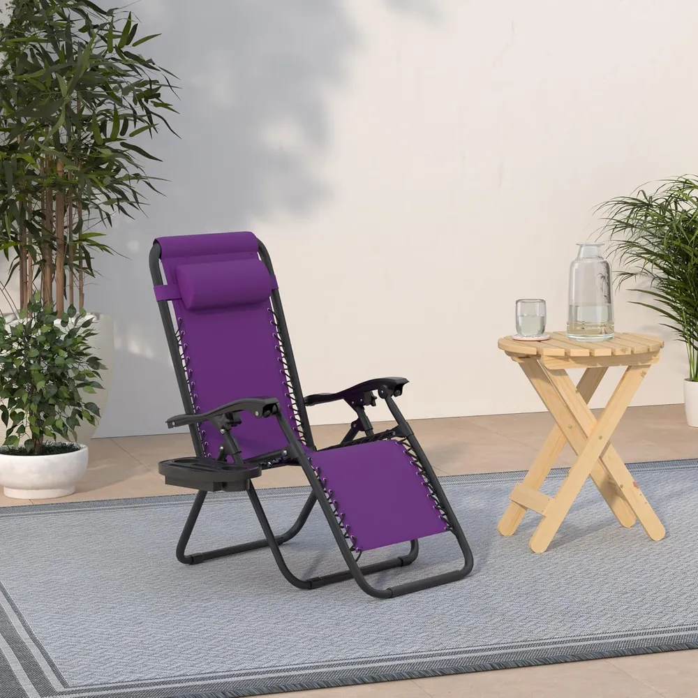 Juego de 2 sillones reclinables con portavasos Best Choice Products | Morado amatista