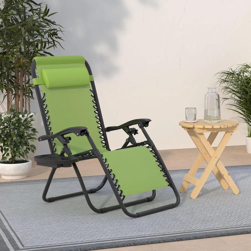 Juego de 2 sillones reclinables con portavasos Best Choice Products | Verde lima