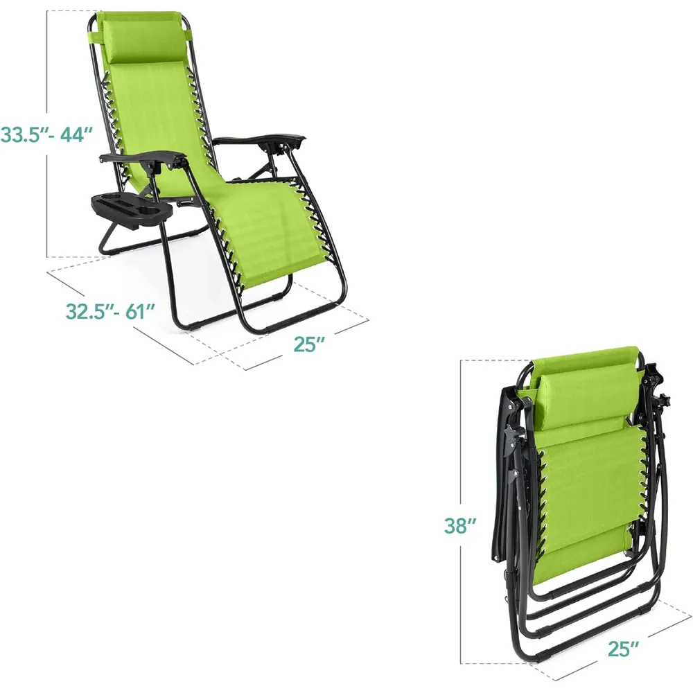 Juego de 2 sillones reclinables con portavasos Best Choice Products | Verde lima