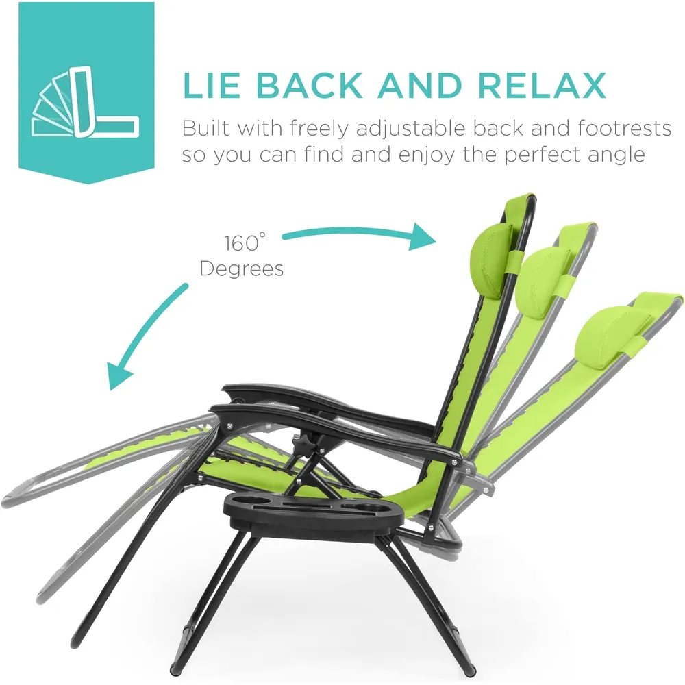 Juego de 2 sillones reclinables con portavasos Best Choice Products | Verde lima