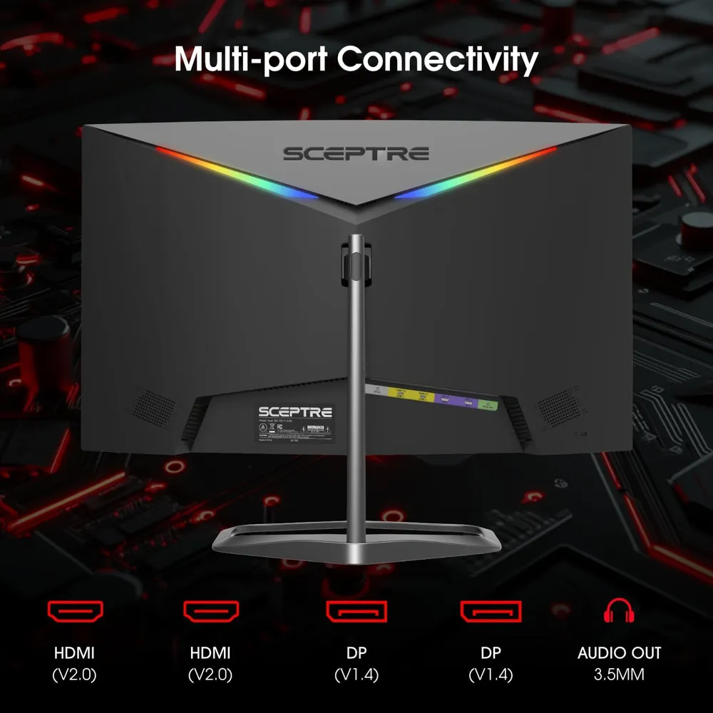 b0btkjfrdv_3_webp.webp Sceptre 24,5" FHD Curvo 240 Hz 1 ms FreeSync DisplayPort/HDMI Blue Light R1500 Altavoces