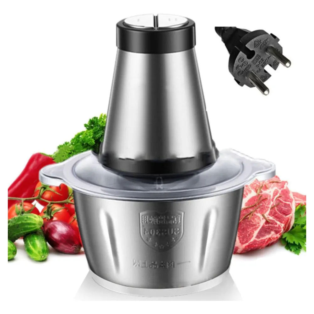 PROCESADOR DE ALIMENTOS Y PICADORA DE CARNE 2L, PLATEADO