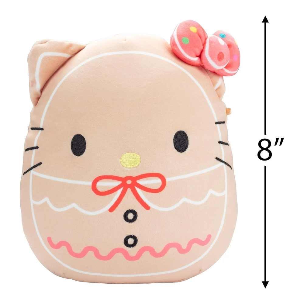 Squishmallows Hello Kitty Gingerbread de 8' - Peluche Oficial de Kellytoy Navideño - Coleccionable Suave y Esponjoso