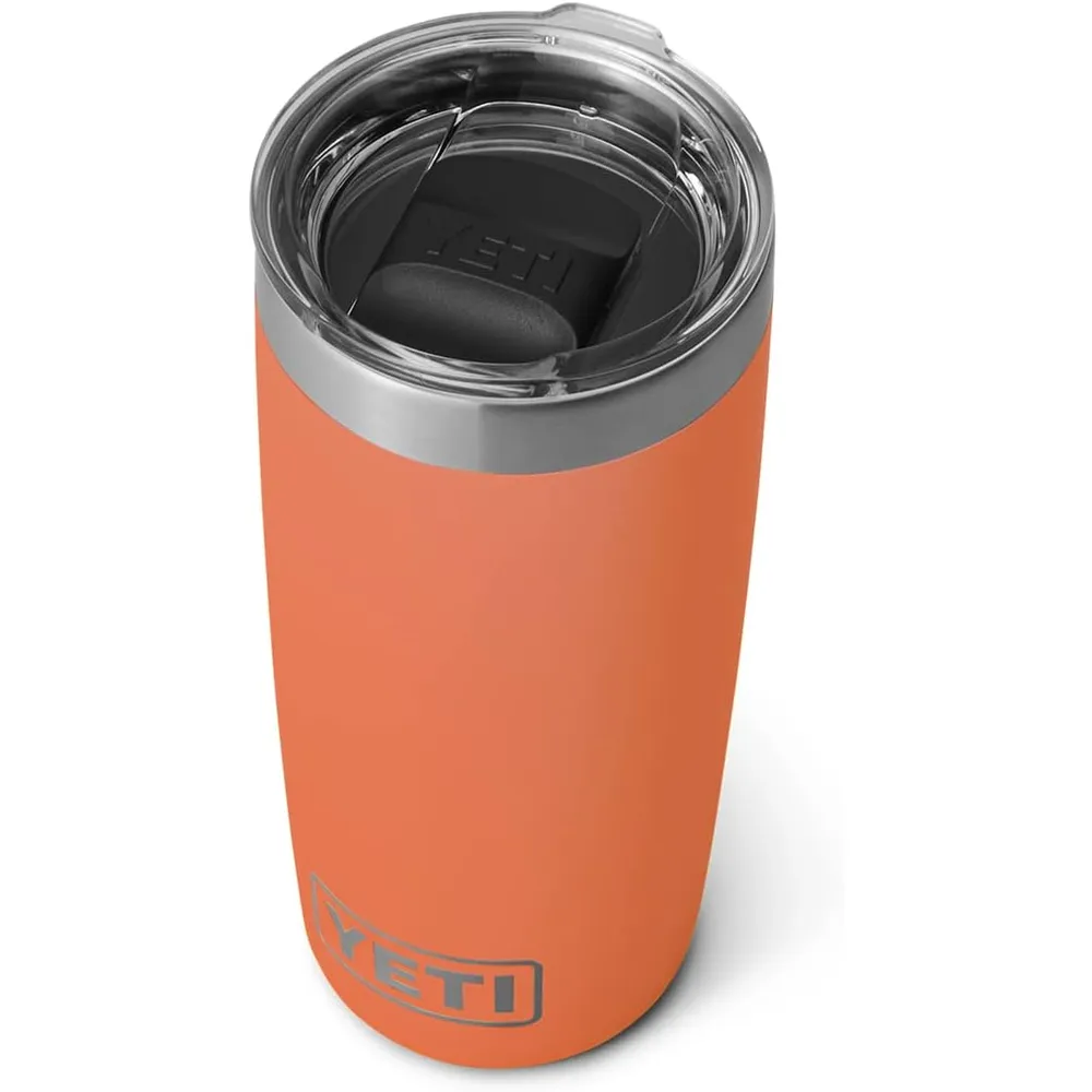 YETI Rambler Vaso de 10 oz de acero inoxidable y tapa MagSlider color naranja arcilla