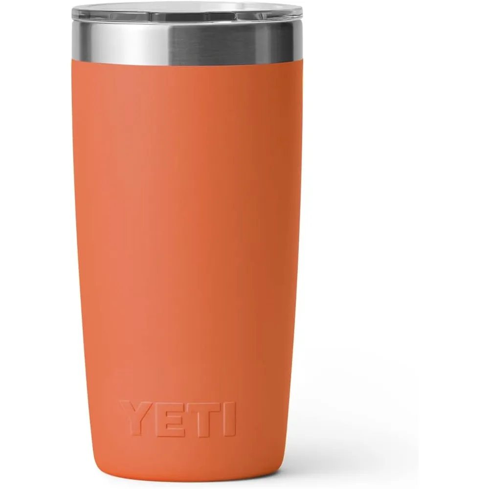 YETI Rambler Vaso de 10 oz de acero inoxidable y tapa MagSlider color naranja arcilla