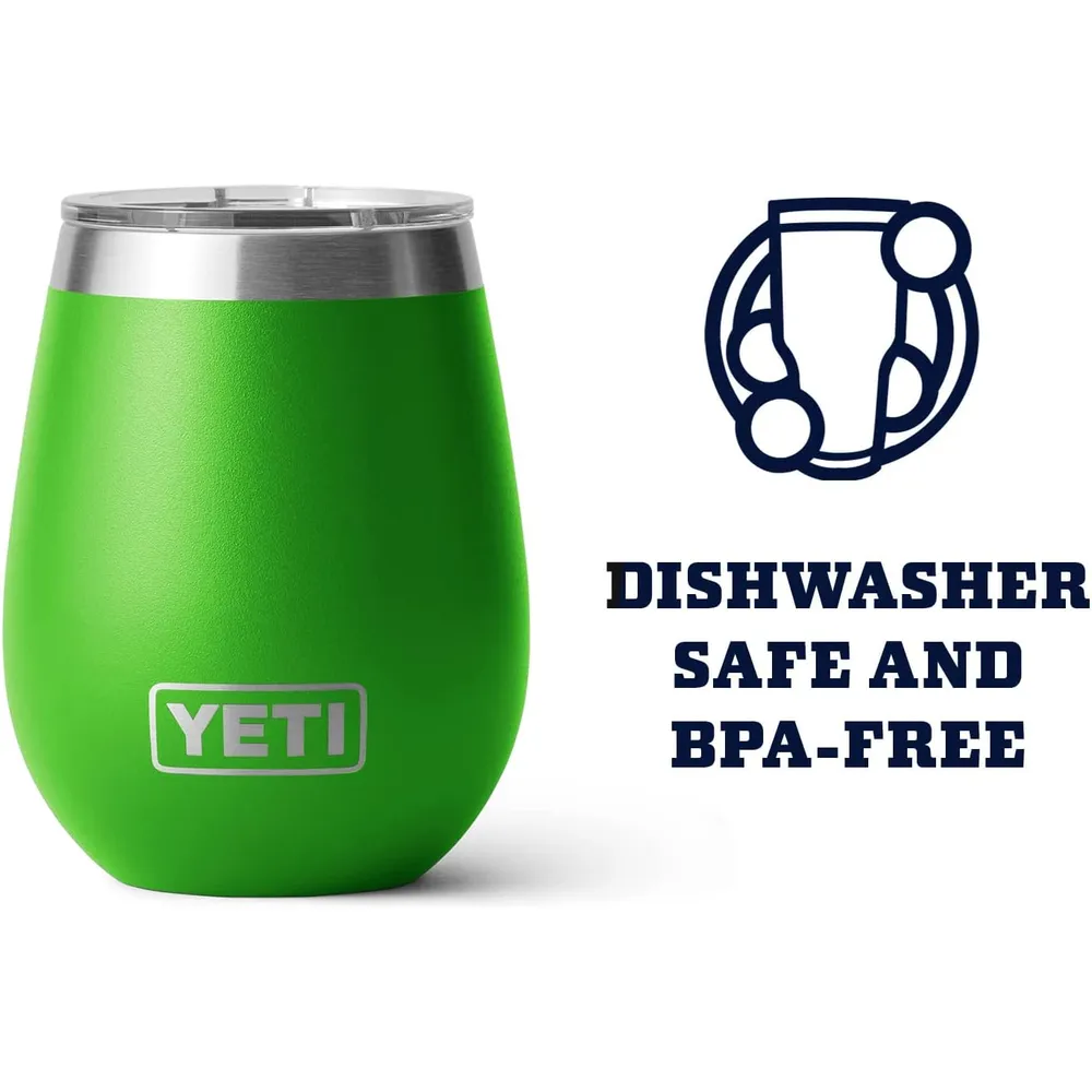 YETI Rambler Vaso de vino de 10 oz de acero inoxidable con tapa MagSlider color verde