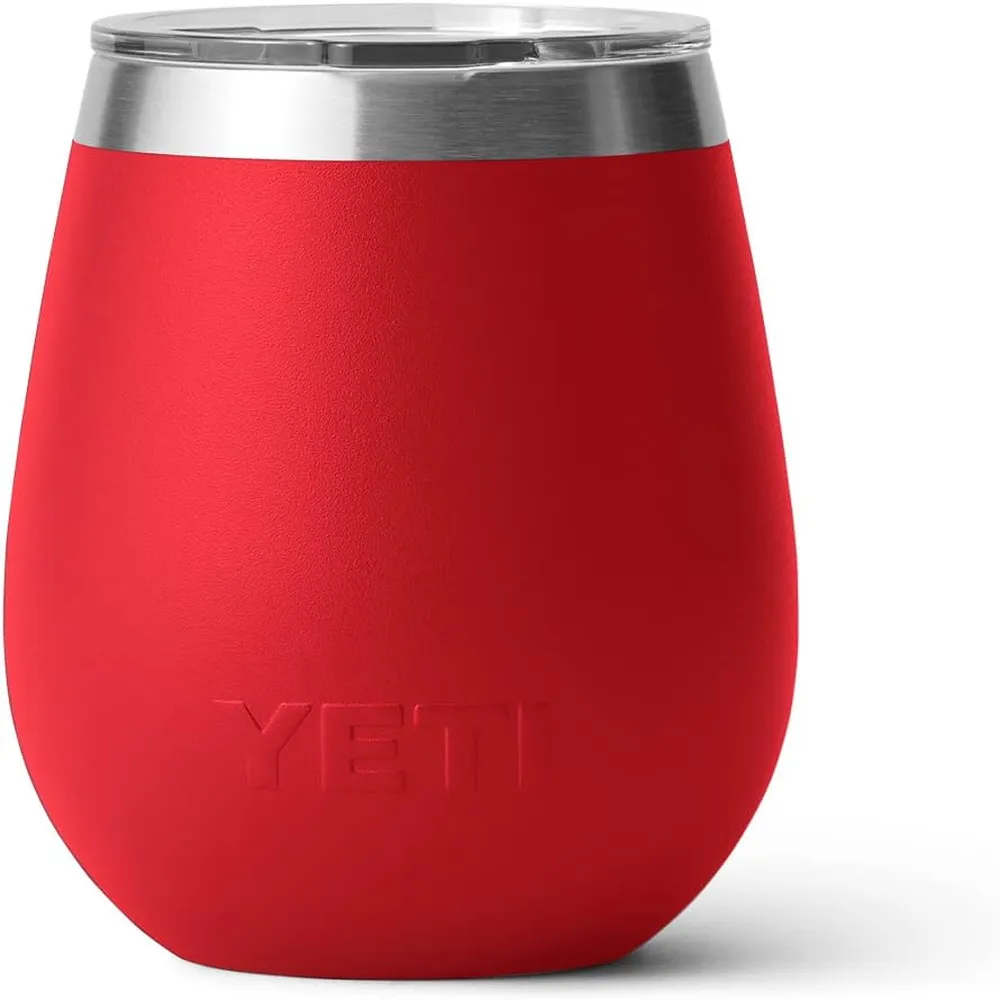 YETI Rambler Vaso de vino de 10 oz de acero inoxidable con tapa MagSlider color rojo