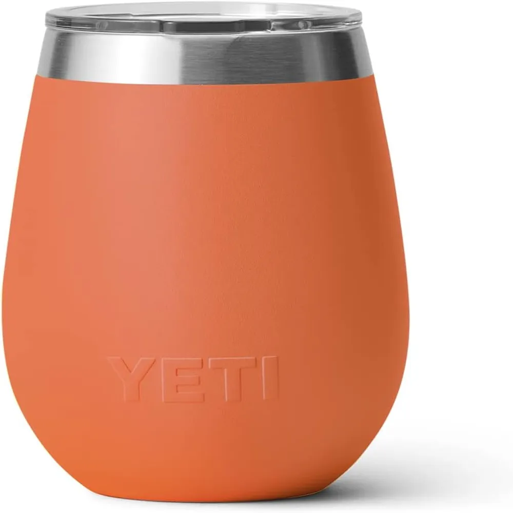 YETI Rambler Vaso de vino de 10 oz de acero inoxidable con tapa MagSlider color naranja arcilla