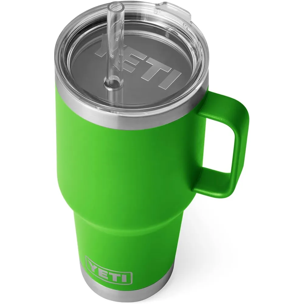 YETI Rambler Vaso de 35 oz de acero inoxidable con asa y tapa con sorbete color verde claro