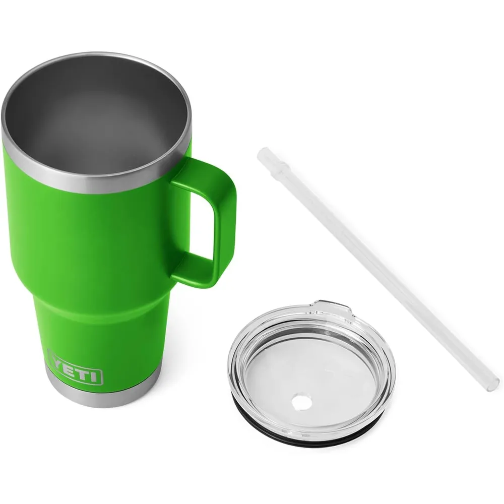 YETI Rambler Vaso de 35 oz de acero inoxidable con asa y tapa con sorbete color verde claro