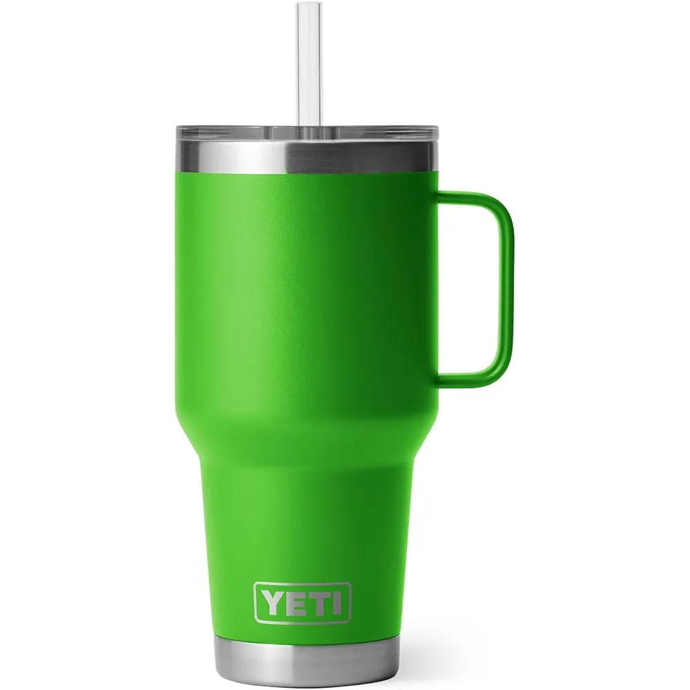 YETI Rambler Vaso de 35 oz de acero inoxidable con asa y tapa con sorbete color verde claro