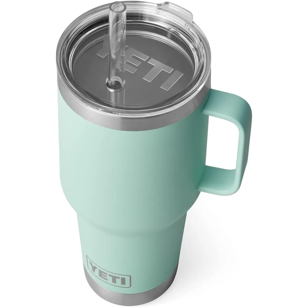 YETI Rambler Vaso de 35 oz de acero inoxidable con asa y tapa con sorbete color turquesa