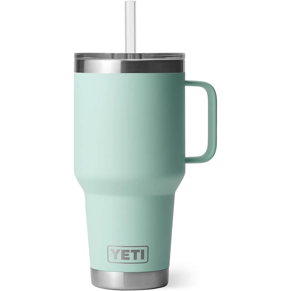 YETI Rambler Vaso de 35 oz de acero inoxidable con asa y tapa con sorbete color turquesa