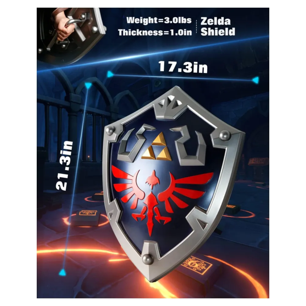 Escudo de link zelda, hylian triforce tamaño completo 22" para disfraz