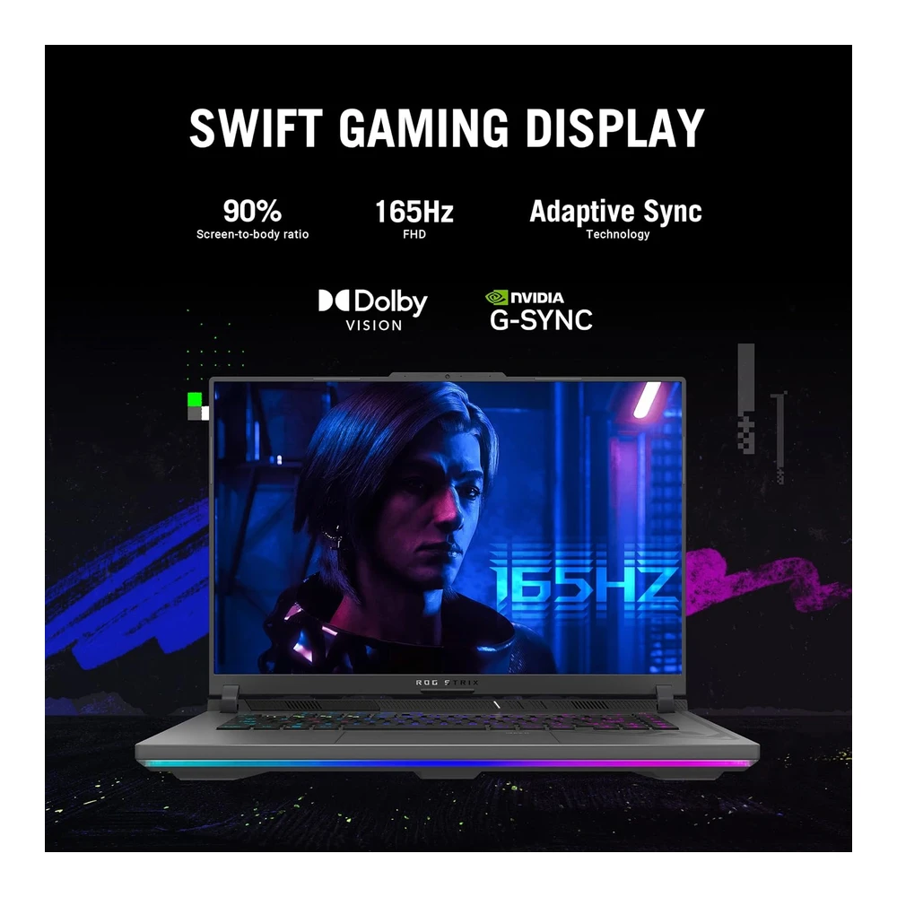 b0bv7xq9v9_4.webp Asus Rog Laptop Gaming Strix G16 (2023) 16”16 - 10 Fhd 165hz Geforce Rtx 4070 Intel Core I9-13980hx 16gb Ddr5 1tb Pcie SSD Wi-Fi 6e | Gris