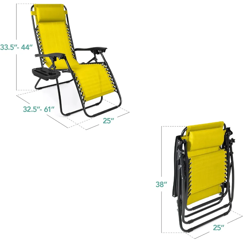 Juego de 2 sillones reclinables con portavasos Best Choice Products | Amarillo girasol