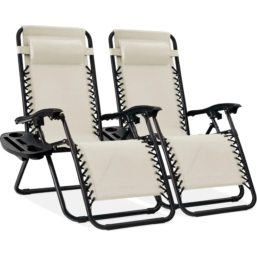 Juego de 2 sillones reclinables con portavasos Best Choice Products | Marfil