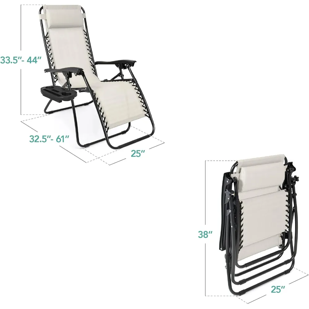 Juego de 2 sillones reclinables con portavasos Best Choice Products | Marfil