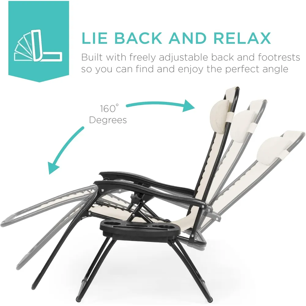 Juego de 2 sillones reclinables con portavasos Best Choice Products | Marfil