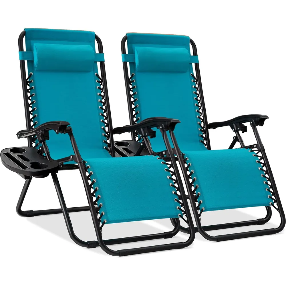 Juego de 2 sillones reclinables con portavasos Best Choice Products | Peacock Blue