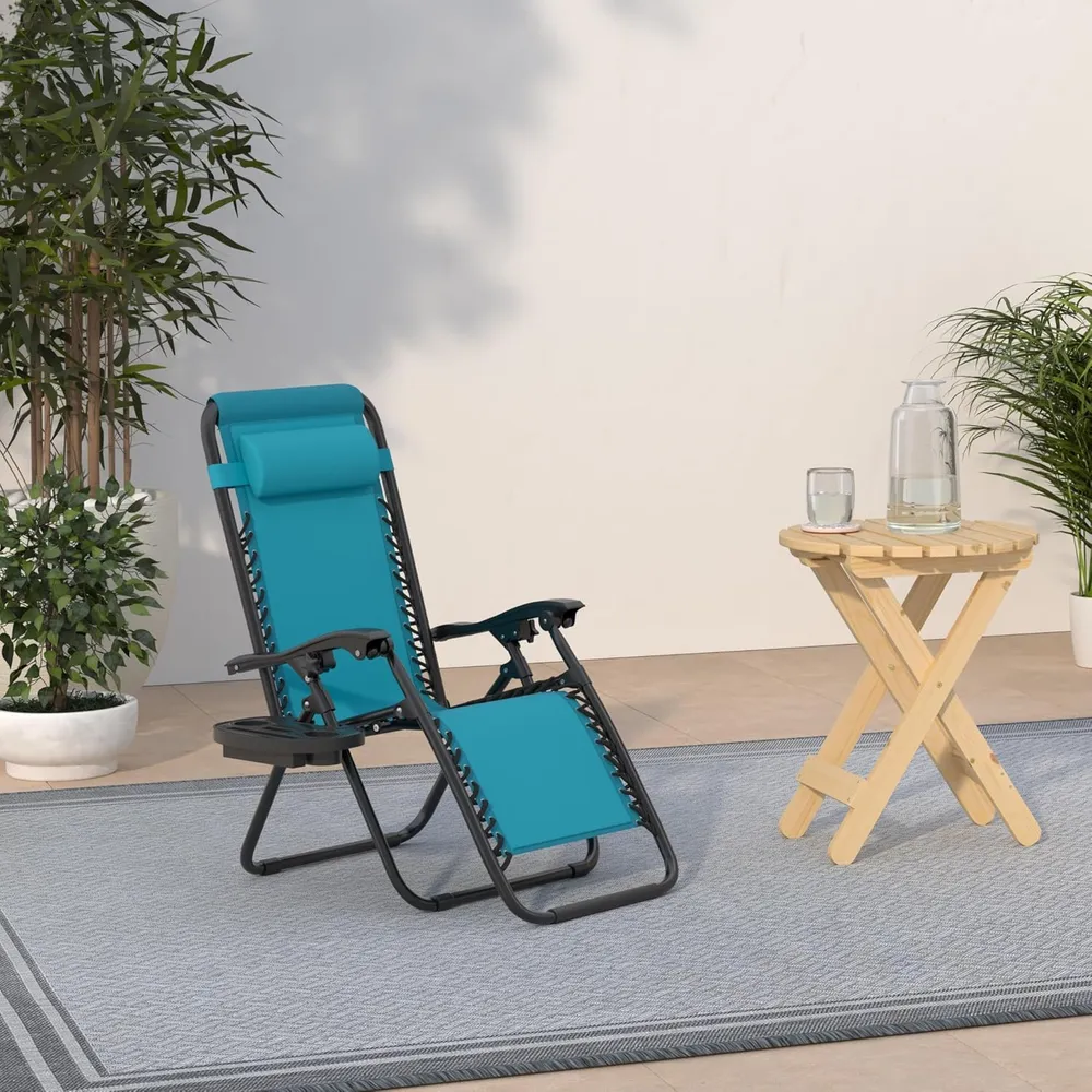 Juego de 2 sillones reclinables con portavasos Best Choice Products | Peacock Blue