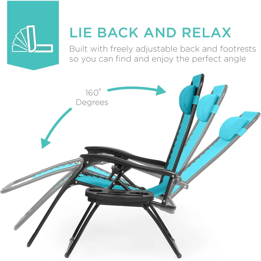 Juego de 2 sillones reclinables con portavasos Best Choice Products | Peacock Blue