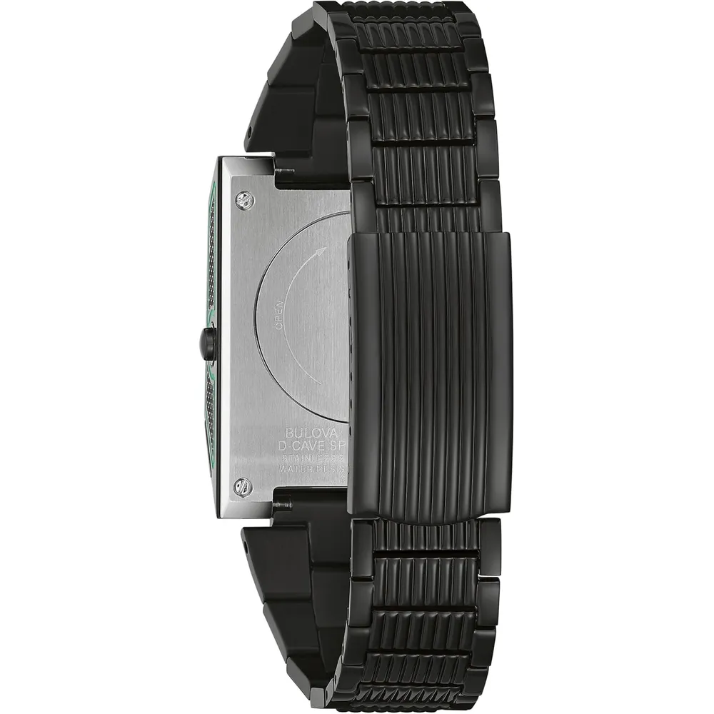 Bulova reloj Computron D-Cave de hombre edición especial cuarzo correa silicona | Negro