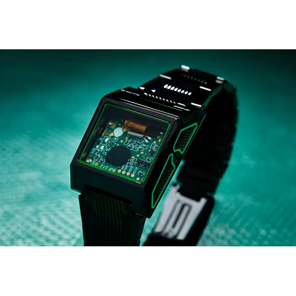 Bulova reloj Computron D-Cave de hombre edición especial cuarzo correa silicona | Negro