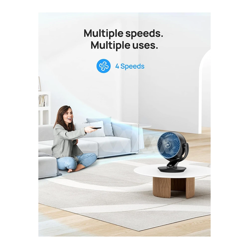 DREO VENTILADOR DE MESA 9" – OSCILANTE, SILENCIOSO Y CON CONTROL REMOTO – BLANCO