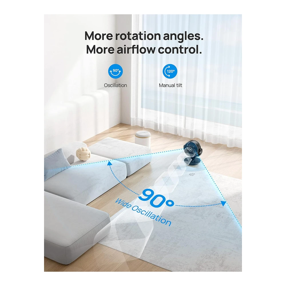DREO VENTILADOR DE MESA 9" – OSCILANTE, SILENCIOSO Y CON CONTROL REMOTO – BLANCO