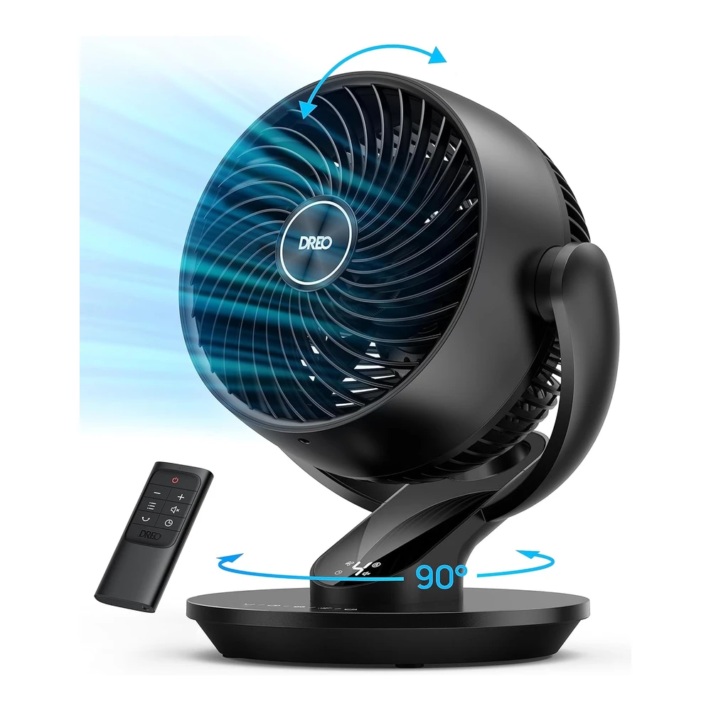 DREO VENTILADOR DE MESA 9" – OSCILANTE, SILENCIOSO Y CON CONTROL REMOTO – BLANCO
