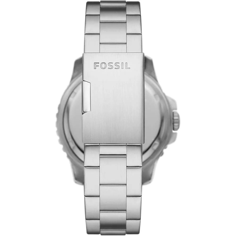 Fossil reloj de cuarzo para hombre, acero inoxidable | Plateado/ Azul