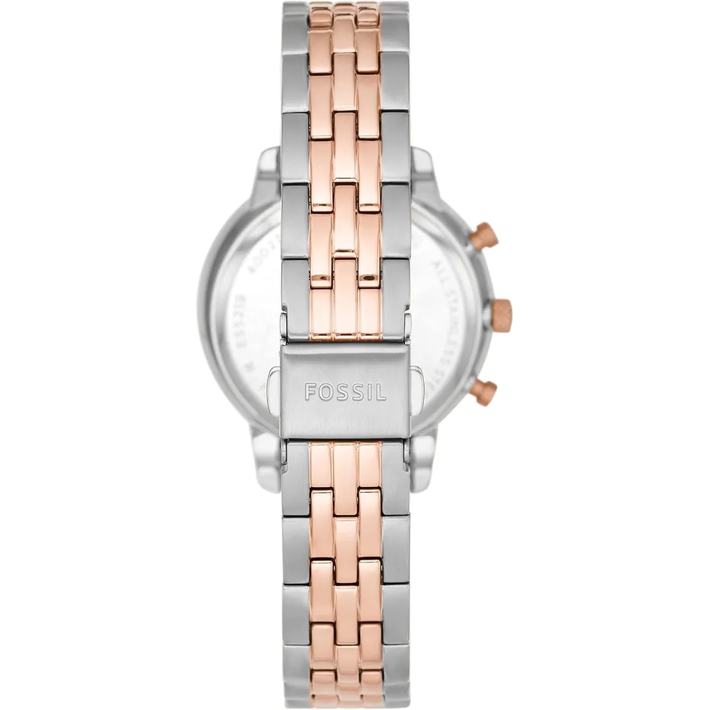 Fossil reloj cronógrafo Neutra de cuarzo para mujer | Oro rosa/ Plata